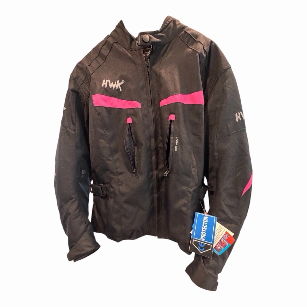 HWK Women's Motorcycle Jacket 2XL Black Pink CE Armor Waterproof Cordura NWT